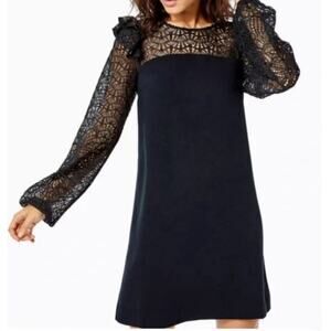 Lilly Pulitzer Karolina Black lace Ruffle Sleeve Shift Dress Size 6